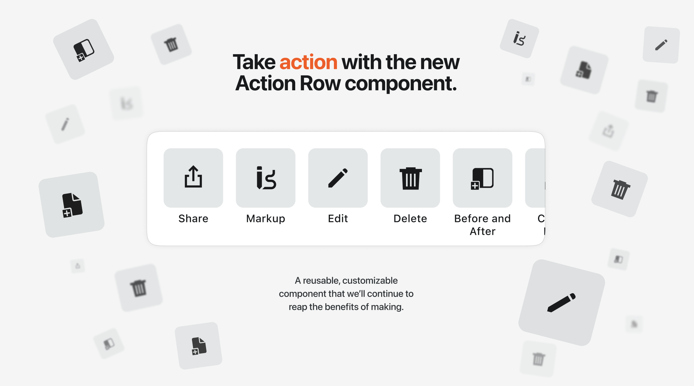 Procore internal announcement for a new Action Row component