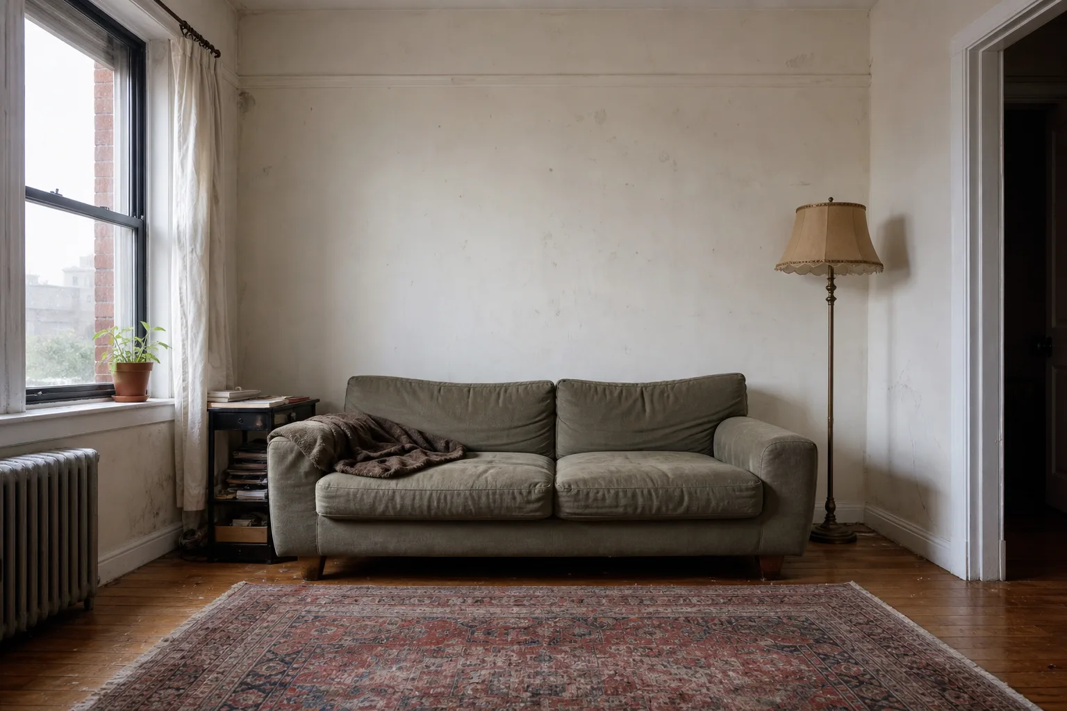 An apartment living room before renovation