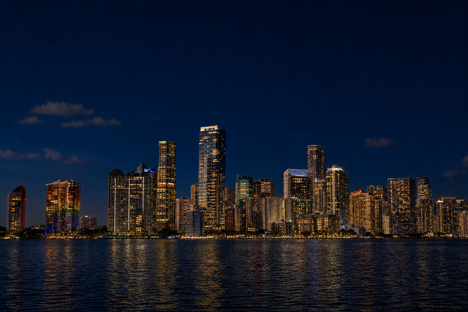 Miami skyline at night